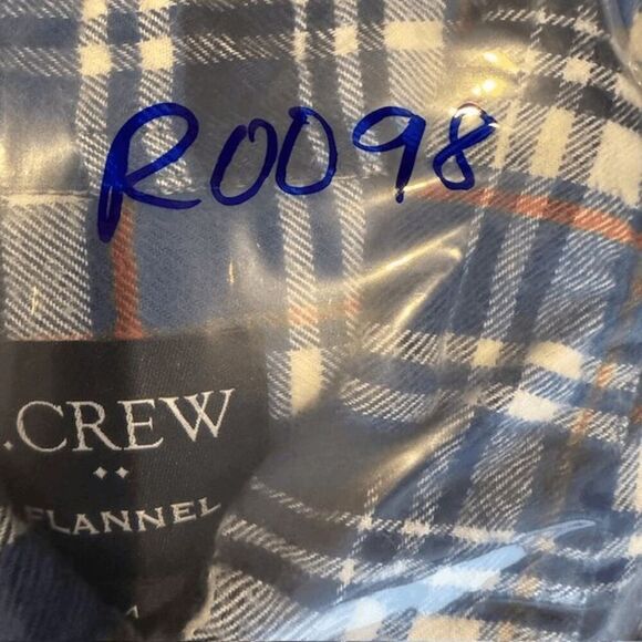 J. Crew Men's Flannel Shirt Blue White Orange Plaid Soft Size Medium - Picture 11 of 11